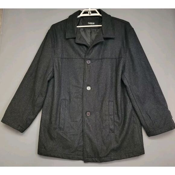 Carbon Wool Blended Pea Coat Mens XL Charcoal Gray Single Buttons Minimalists - Picture 1 of 12